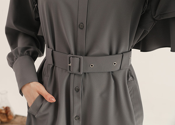 Feifei_飛飛荷葉洋裝_ 灰 