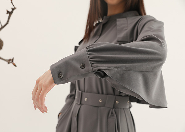 Feifei_飛飛荷葉洋裝_ 灰 