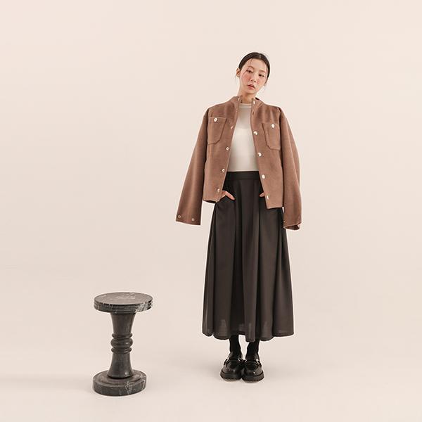 Jiban_羈絆褶片開衩裙_鐵灰 