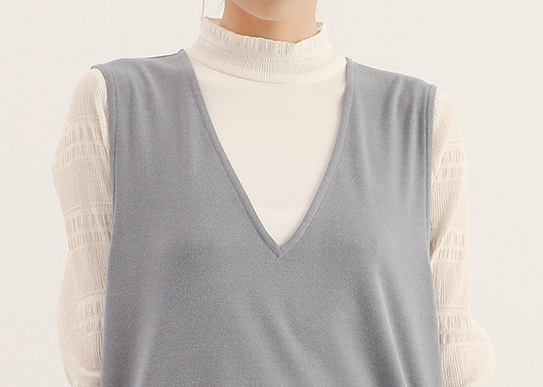 Dayrest_余暇剪接背心洋裝_淺藍 