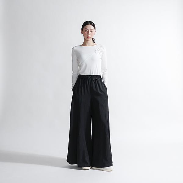 Feixu_飛絮剪接波浪長褲_黑 