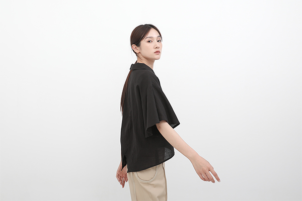 Secret_秘密棉麻襯衫_黑 
