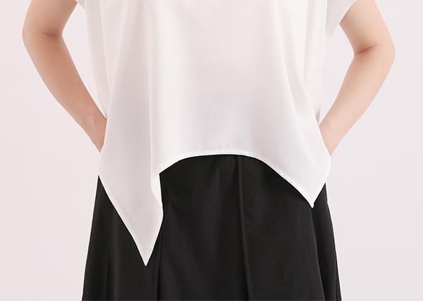 Chunmian_春眠立領變化上衣_白 