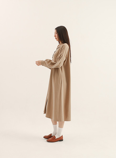 Peaceful_寧靜法式洋裝_卡其 