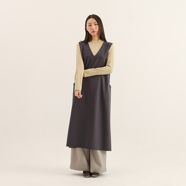 Dayrest_余暇剪接背心洋裝_深藍 