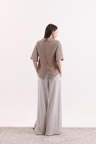 Secret_秘密棉麻襯衫_亞麻灰 