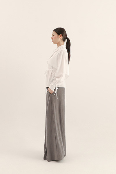 Pianzhi_偏執裁片襯衫_白 