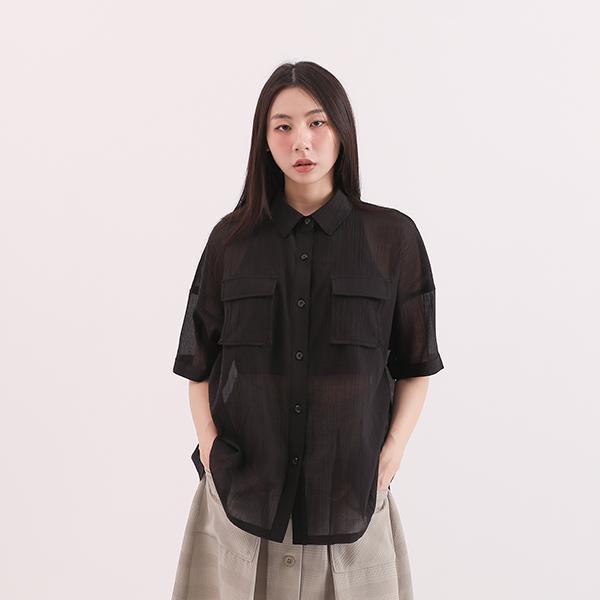 Langlang_琅琅大口袋襯衫_黑 