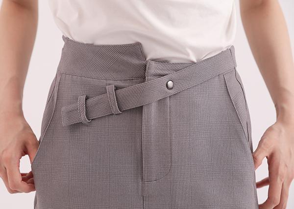 Adagio_微步剪接鉛筆裙_灰格紋 