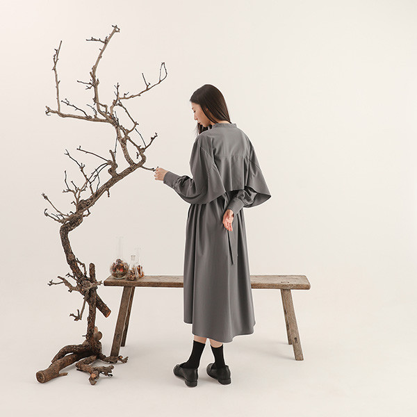 Feifei_飛飛荷葉洋裝_ 灰 