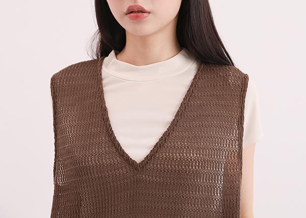 Dayrest_余暇剪接背心洋裝_棕 