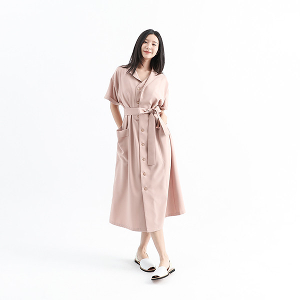 Tiaoyue_跳躍襯衫洋裝_粉 