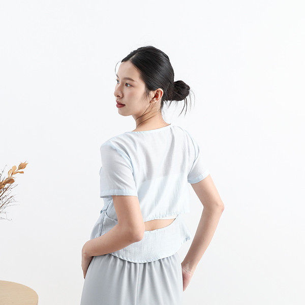 Jage_璞玉扭結上衣_灰藍 