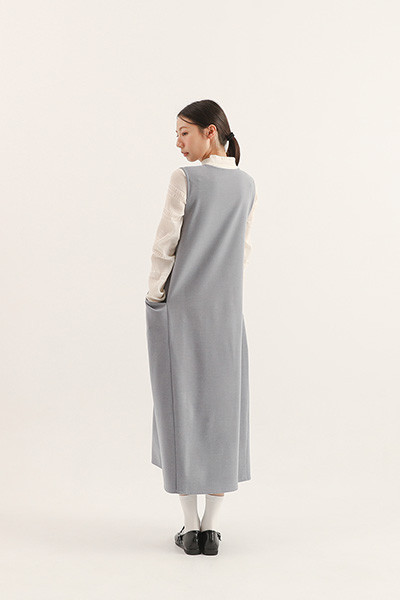 Dayrest_余暇剪接背心洋裝_淺藍 