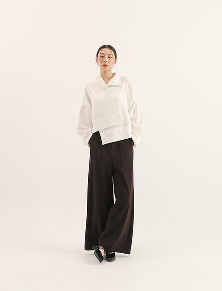 Meander_曲徑剪接長褲_黑 