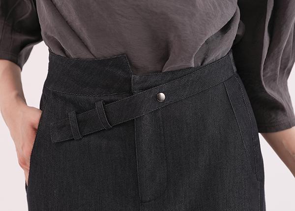 Adagio_微步剪接鉛筆裙_單寧黑 