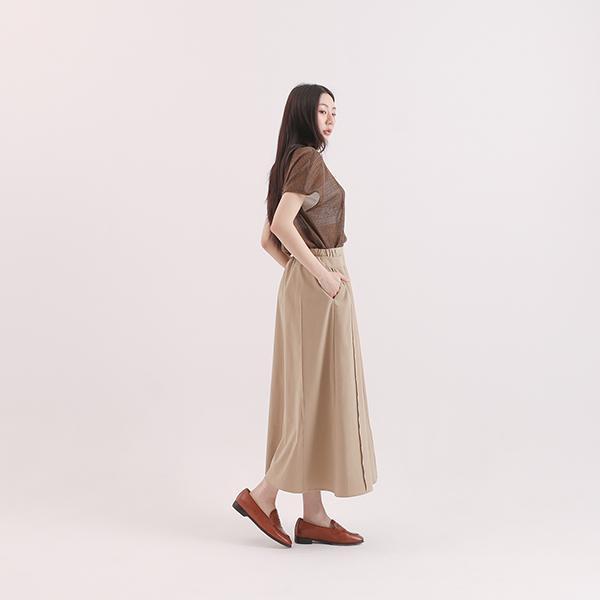 Backwards_回眸雙層長裙_卡其 