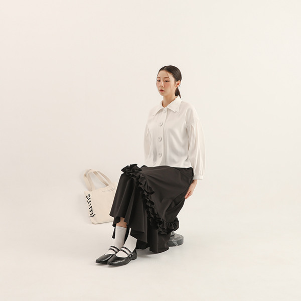 Monologue_獨白雙領澎袖襯衫_白 