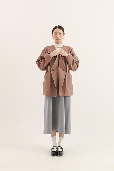 Weixin_維新褶片外套_粉棕 