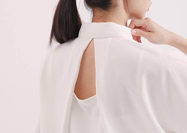 Trigonometric_三角函數小露背襯衫_白 