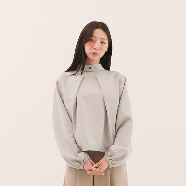 Ruoshui_若水褶片上衣_淺灰 