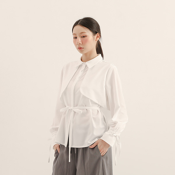 Pianzhi_偏執裁片襯衫_白 