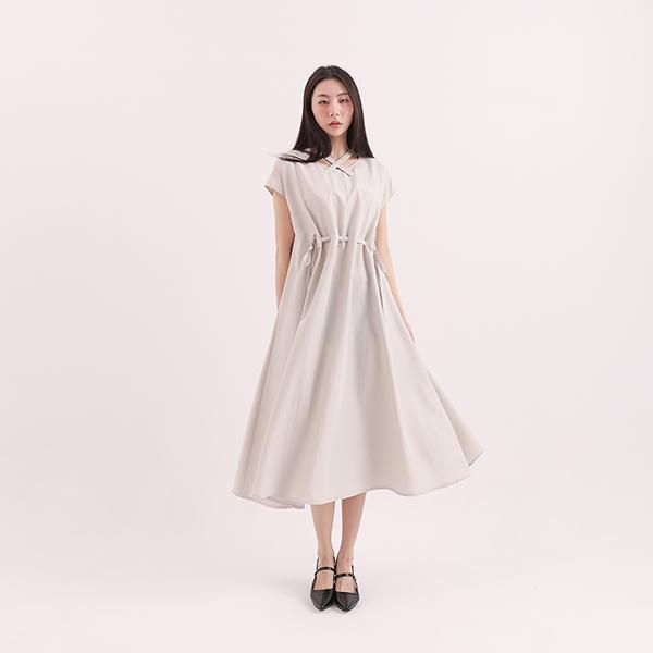 Xiyue_溪月綁帶洋裝_卡其 