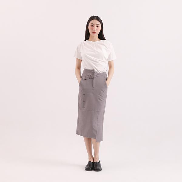 Adagio_微步剪接鉛筆裙_灰格紋 