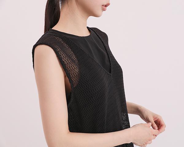 Dayrest_余暇剪接背心洋裝_黑 