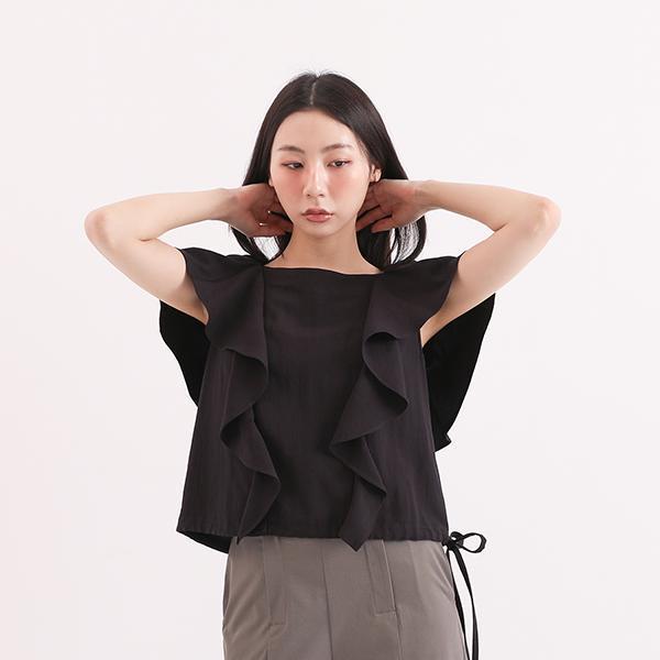 Xinpan_新畔荷葉上衣_黑 