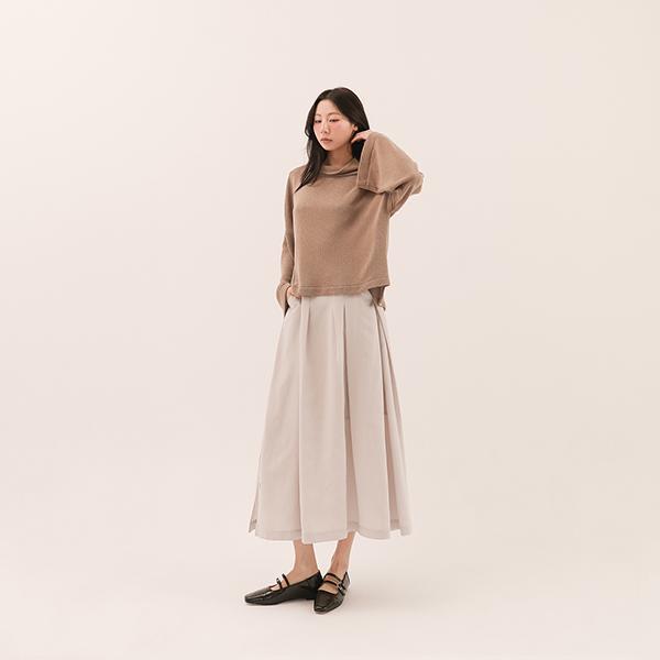 Jiban_羈絆褶片開衩裙_淺灰 