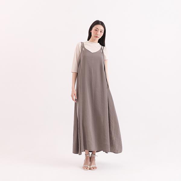 Xinyuan_心願剪裁細肩帶洋裝_灰 