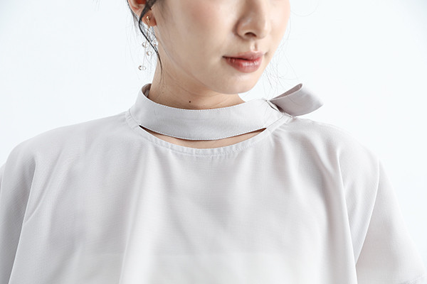 Chunmian_春眠立領變化上衣_淺灰 
