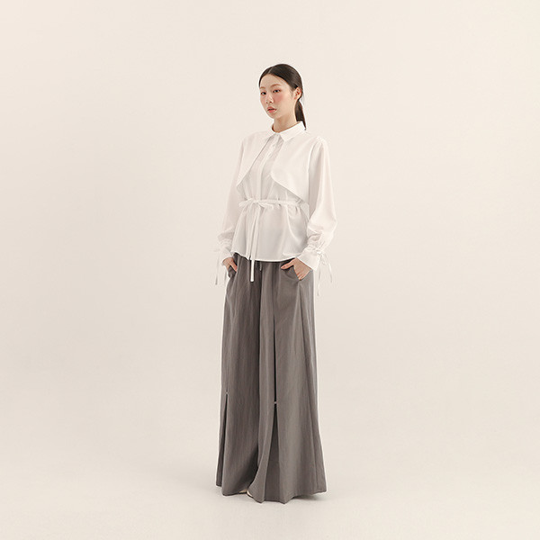 Pianzhi_偏執裁片襯衫_白 