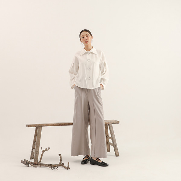 Monologue_獨白雙領澎袖襯衫_白 