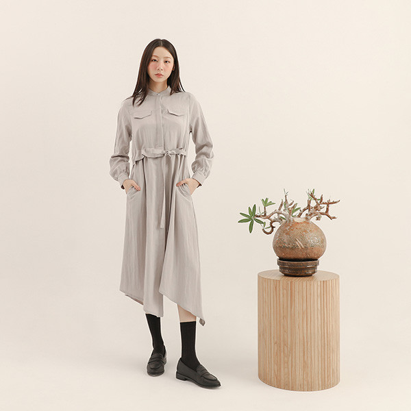 Outstand_曠世不對稱洋裝_灰 