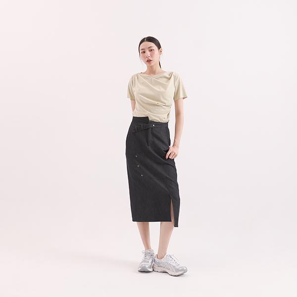 Yanqing_淵清皺褶上衣_芥末黃 