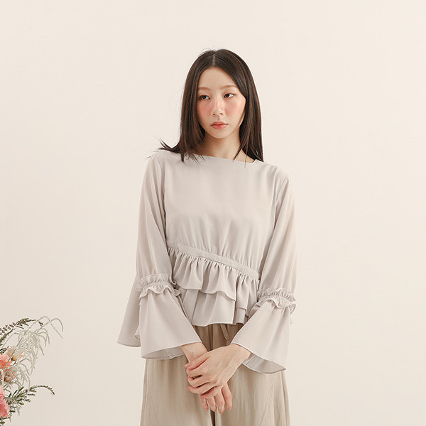 Dewdrop_初露皺摺上衣_淺灰 