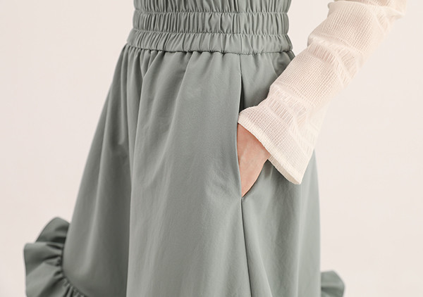 Zhirui _稚蕊荷葉長裙_藍綠 