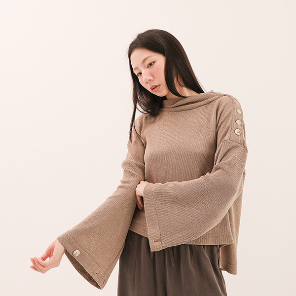 Density_密度前短後長寬袖上衣_卡其 