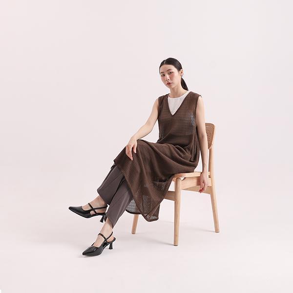 Dayrest_余暇剪接背心洋裝_棕 