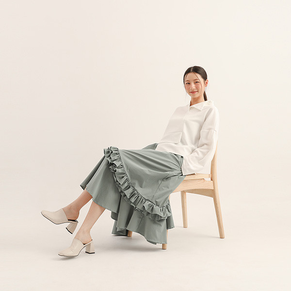 Jiaozhi_交織褶片上衣_白 