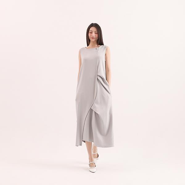 Huayuan_花苑剪接洋裝_淺藍 