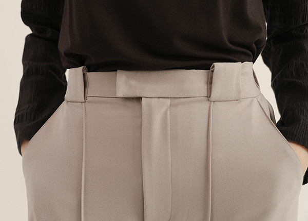 Meander_曲徑剪接長褲_灰 