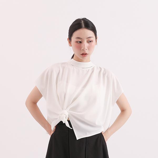 Chunmian_春眠立領變化上衣_白 