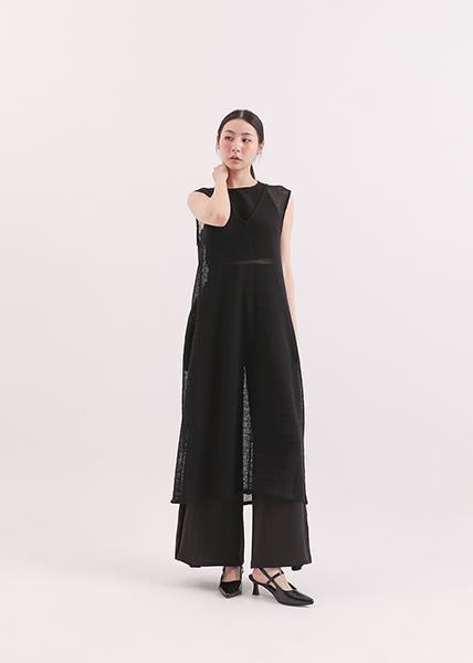 Dayrest_余暇剪接背心洋裝_黑 