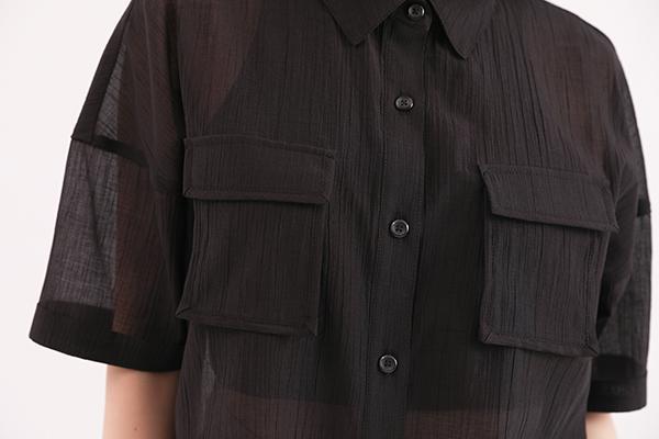 Langlang_琅琅大口袋襯衫_黑 