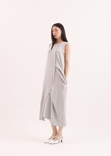 Huayuan_花苑剪接洋裝_淺藍 