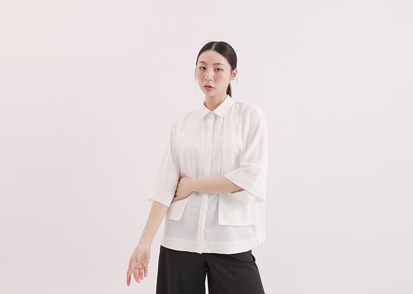 Trigonometric_三角函數小露背襯衫_白 