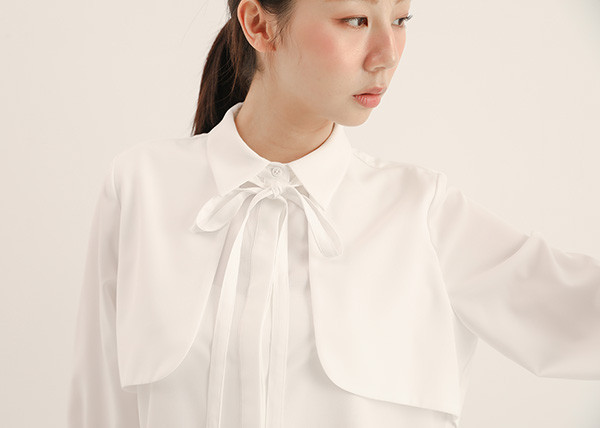 Pianzhi_偏執裁片襯衫_白 